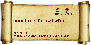 Sperling Krisztofer névjegykártya